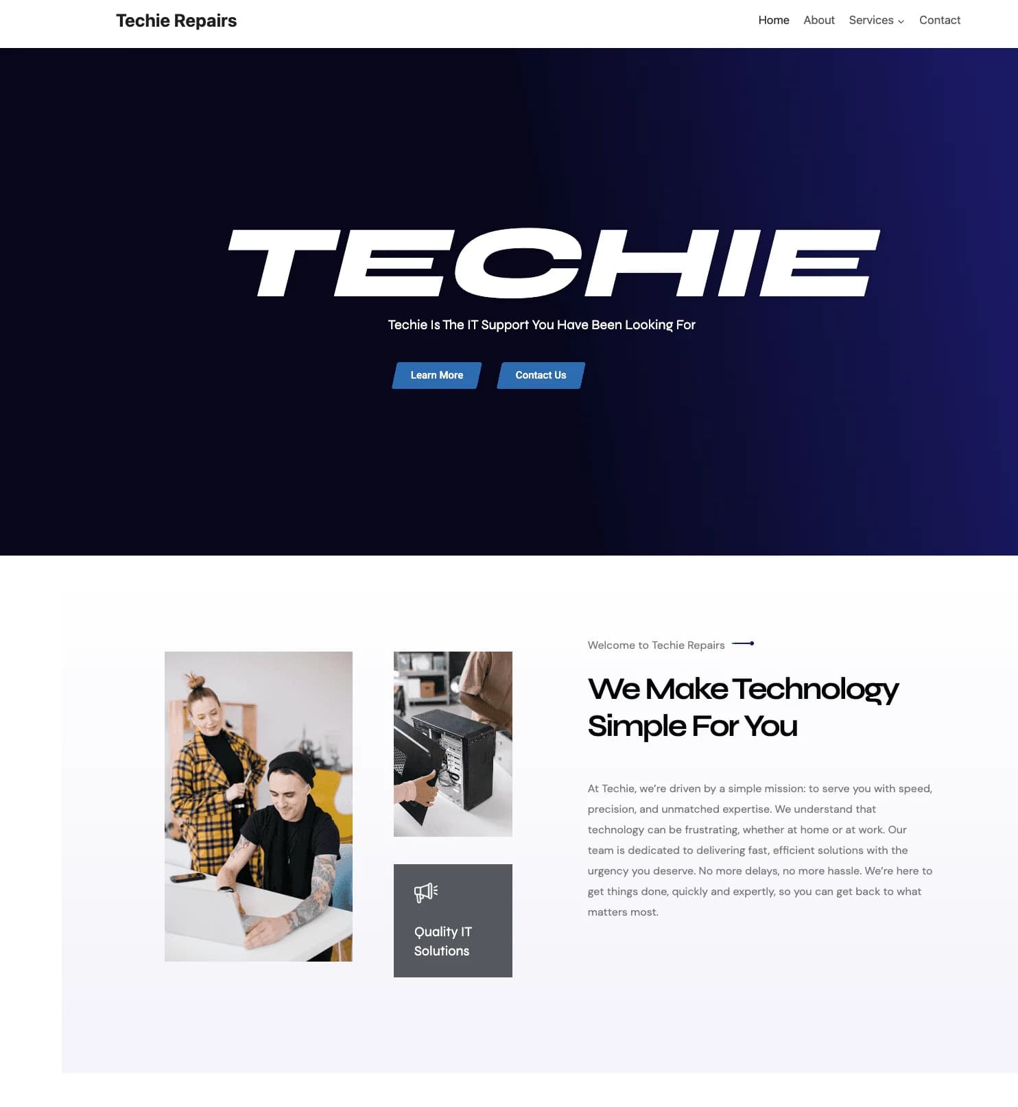 Techie Repairs website, built by Da Silva Media