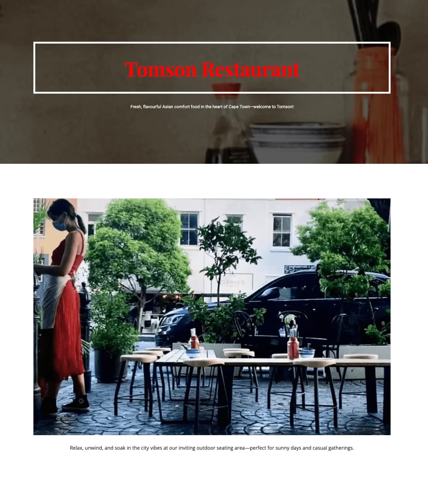 Tomson Restaurant website, built by Da Silva Media